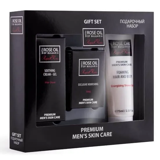 REGINA ROSES Men's Set: After-Shave Cream-Gel, Soap, Shower Gel