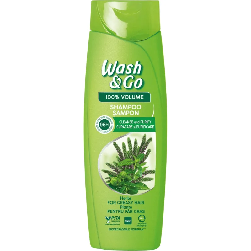 Wash & Go Шампоан с билкови екстракти за мазна коса x370 мл