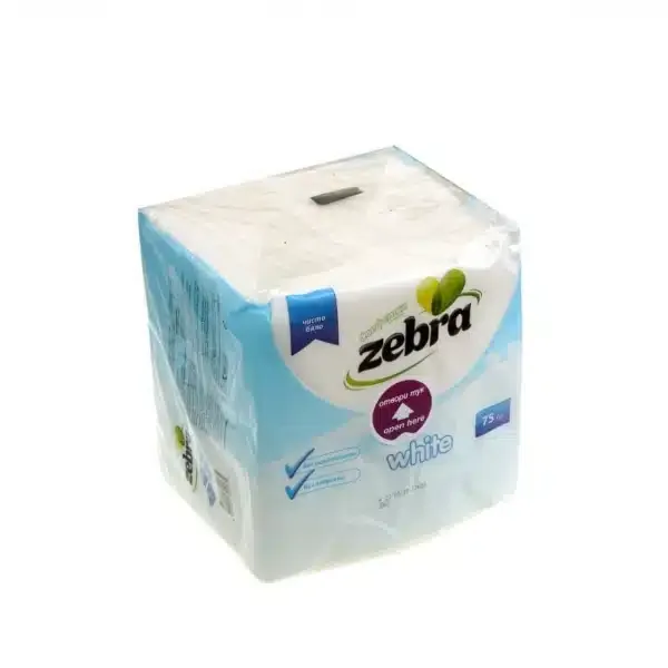 Салфетки Zebra – 33х33 см, 75 бр, бели