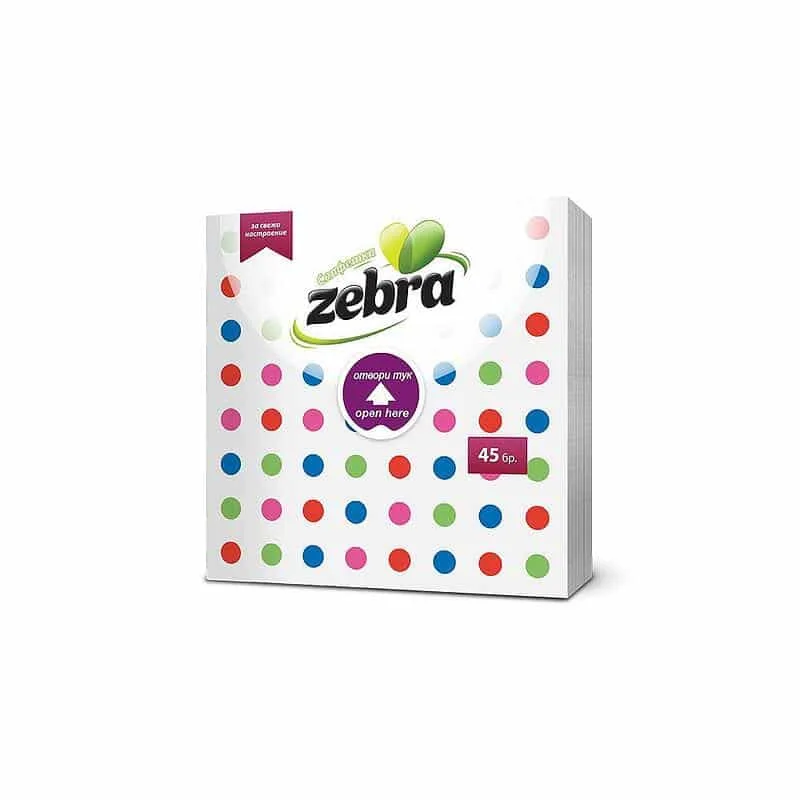 Салфетки Zebra – 33х33 см, 45 бр, на точки