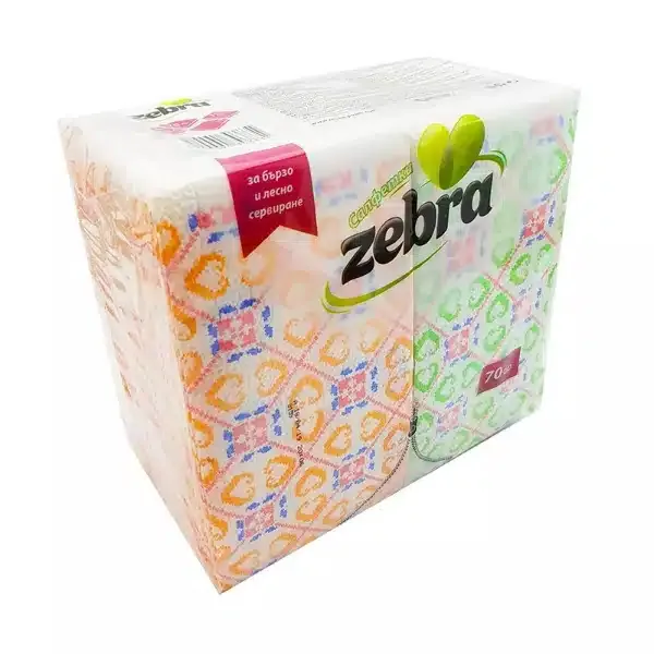 Салфетки Zebra – сгънати, 70 бр, многоцветни