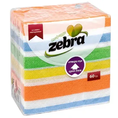 Салфетки Zebra – 33х33 см, 60 бр, райе