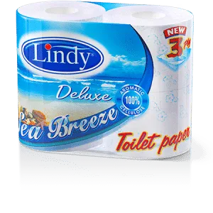 Тоалетна хартия Lindy – 4 ролки, трипластова, Delux (синя)