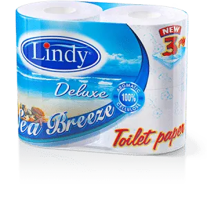 Тоалетна хартия Lindy – 4 ролки, трипластова, Delux (синя)