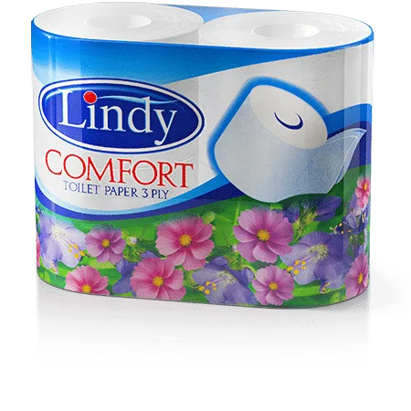 Тоалетна хартия Lindy – 4 ролки, трипластова, Comfort (лилава)