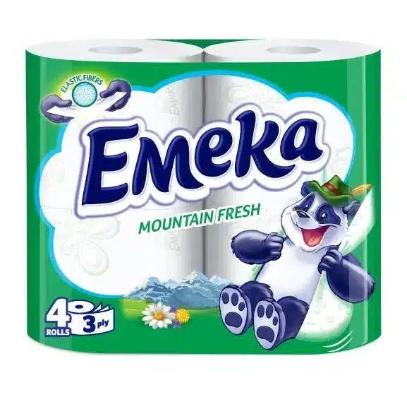 Тоалетна хартия Емека – 4 ролки, трипластова, Mointain fresh