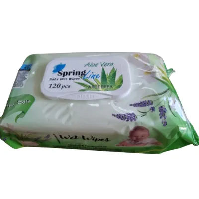 Spring Line мокри кърпички Алое 120 бр, с капак