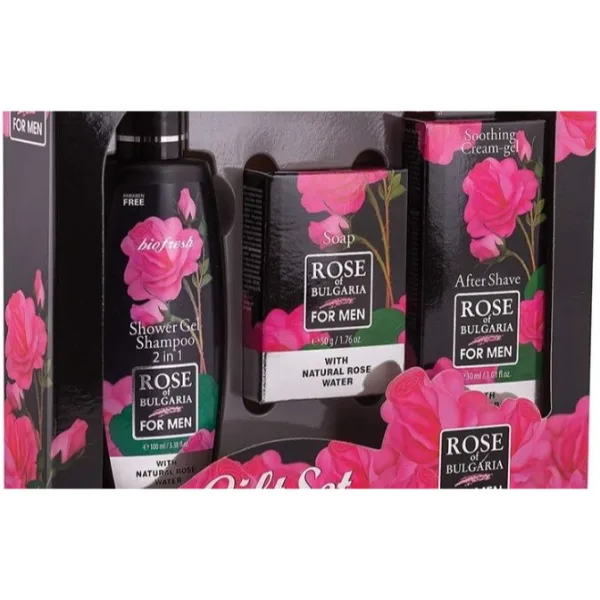 Rose of Bulgaria Men's Set – 2-in-1 Shampoo & Shower Gel 100 ml, Soap 50 g and Aftershave 30 ml