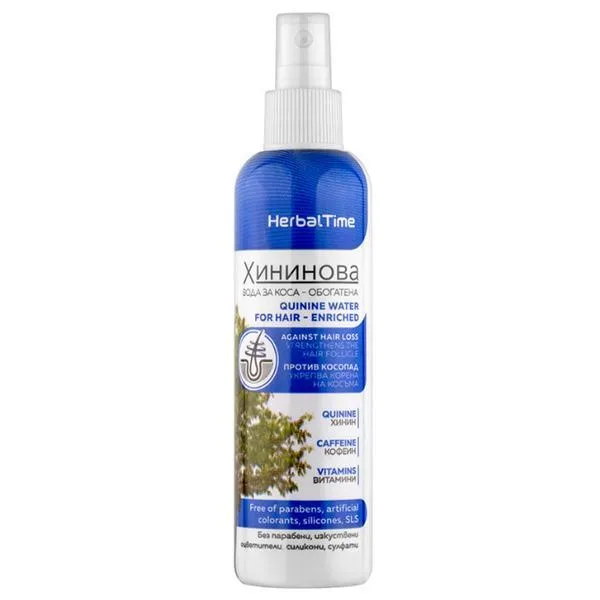 Herbal Time – apă de păr cu chinină – îmbogățită, 200 ml