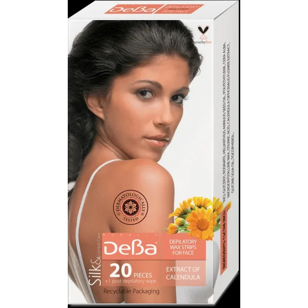 Benzi de epilare facială Deva cu extract de calendula, 20 buc.