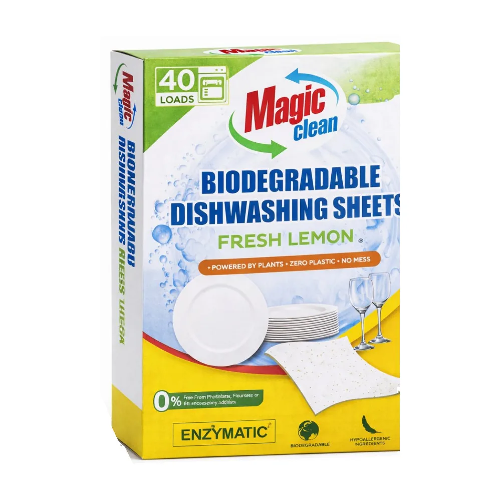 Препарат за съдомиялна – листчета Magic Clean Fresh Lemon, биоразградим, до 40 зареждания