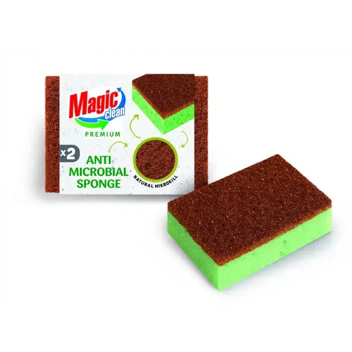 Гъба с антибактериална фибра Magic clean premium – 2 броя