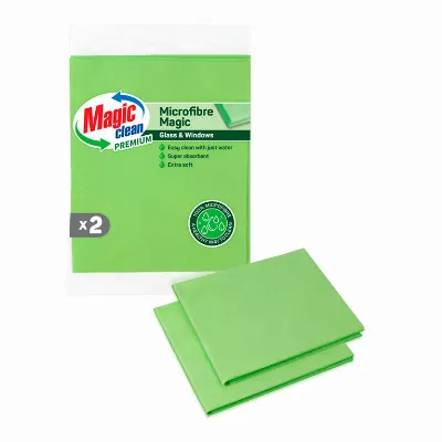 Кърпа Magic Clean абсорбираща за прозорци зелена, 2 бр., Premium Magic