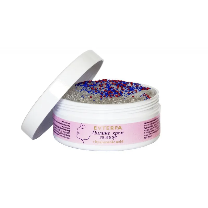 Cremă peeling de față cu acid hialuronic Evterpa – 100 ml